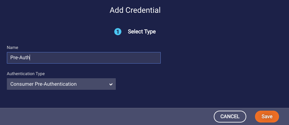 Adding a Consumer Pre-Authentication credential