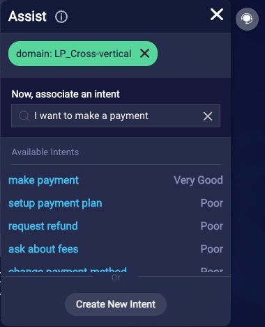 Using Assist to associate an intent