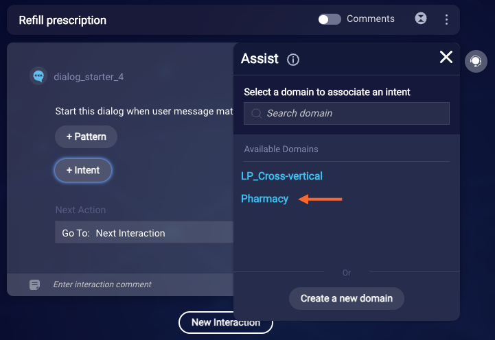 Selecting the Pharmacy domain