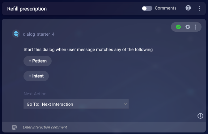 An empty dialog starter interaction