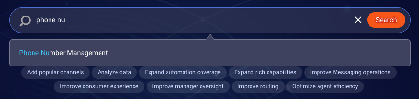 The Phone Number Management option in the Management Console