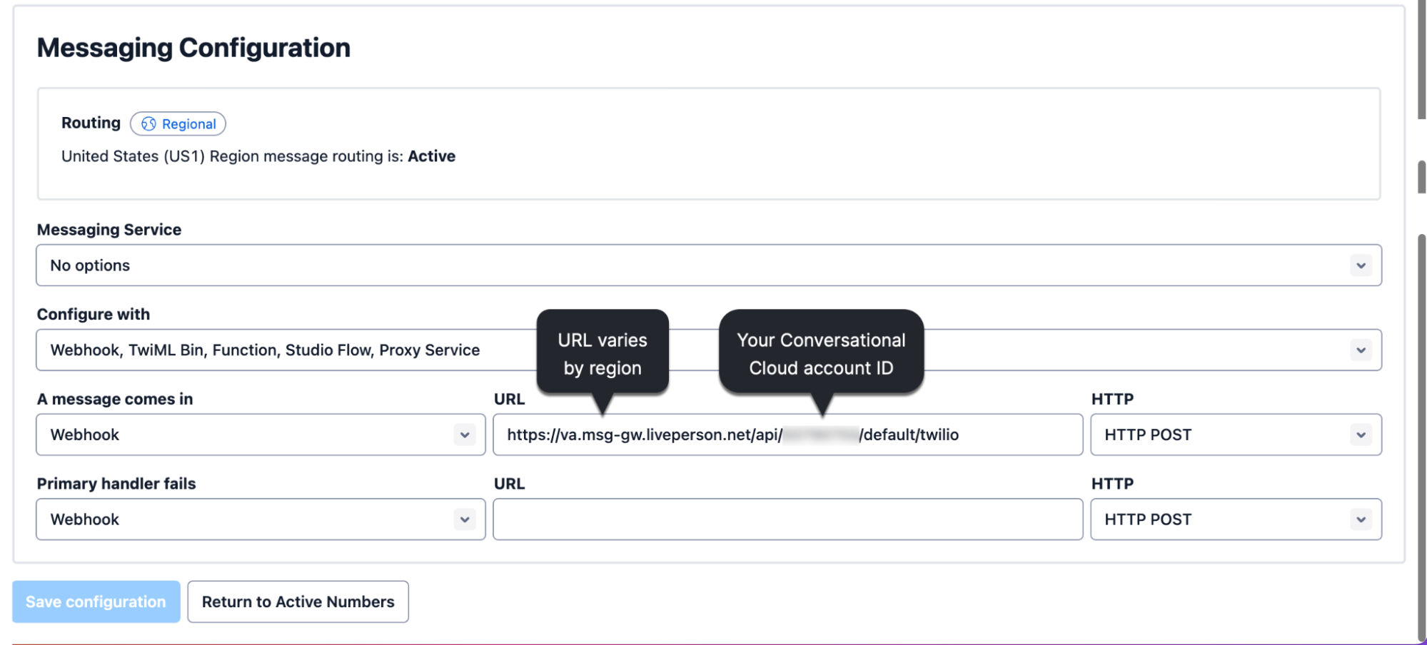 Configuring the request URL for a specific region