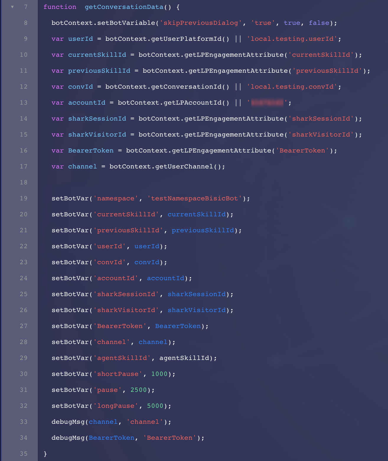 Examples of saving system data in global functions