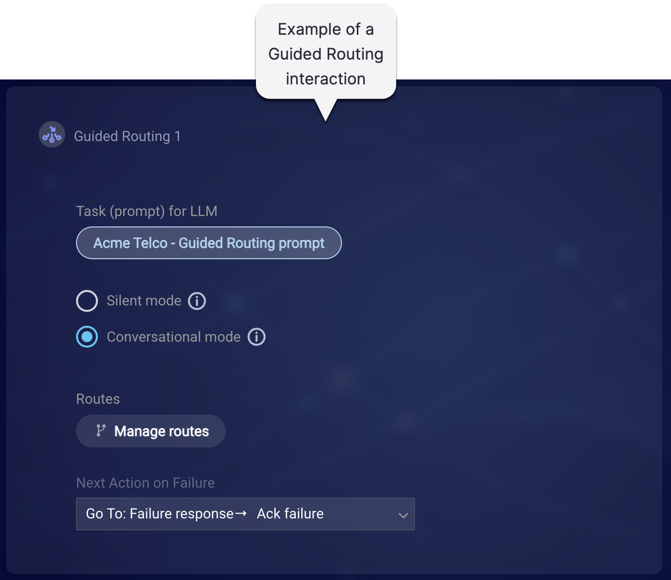 An example of a Guided Routing interaction