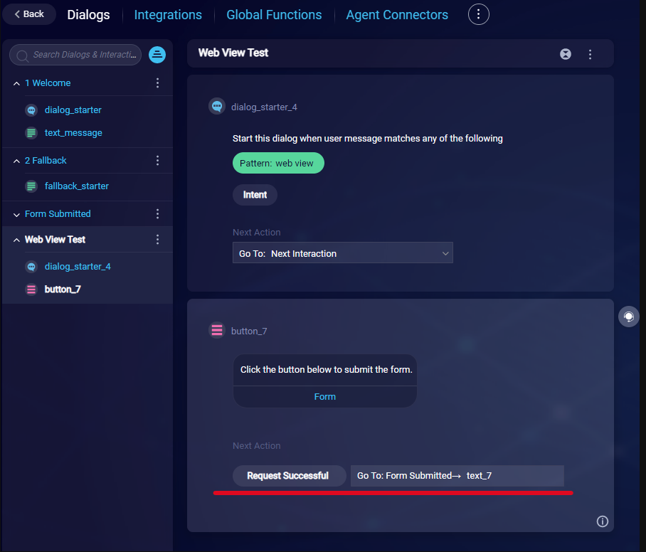 The configured custom rule as it appears directly on the button interaction