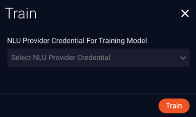 Train window, where you can select an NLU provider credential