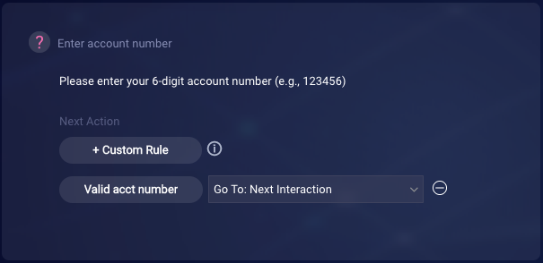 A question that asks the consumer for their six-digit account number