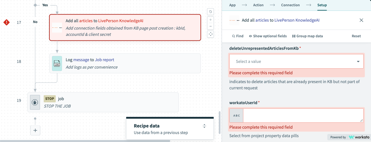 A partial view of the Setup tab