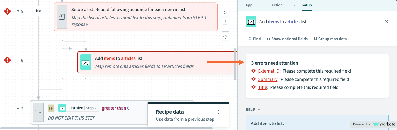 Configuring the element that maps the retrieved article content to the KnowledgeAI article schema