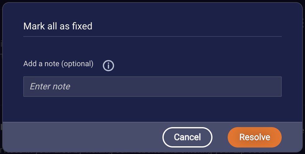 Marking selected articles as fixed and optionally entering a reason