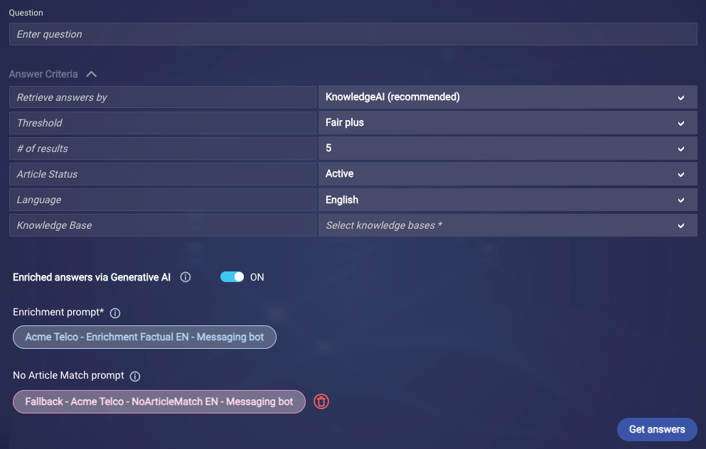 The default state of the Test & Tune testing tool