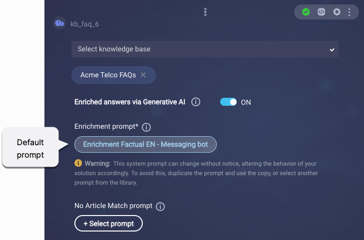 The prompt used by default in a KnowledgeAI interaction in a messaging bot