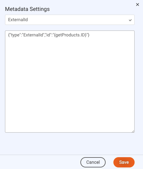 A view of the metadata settings