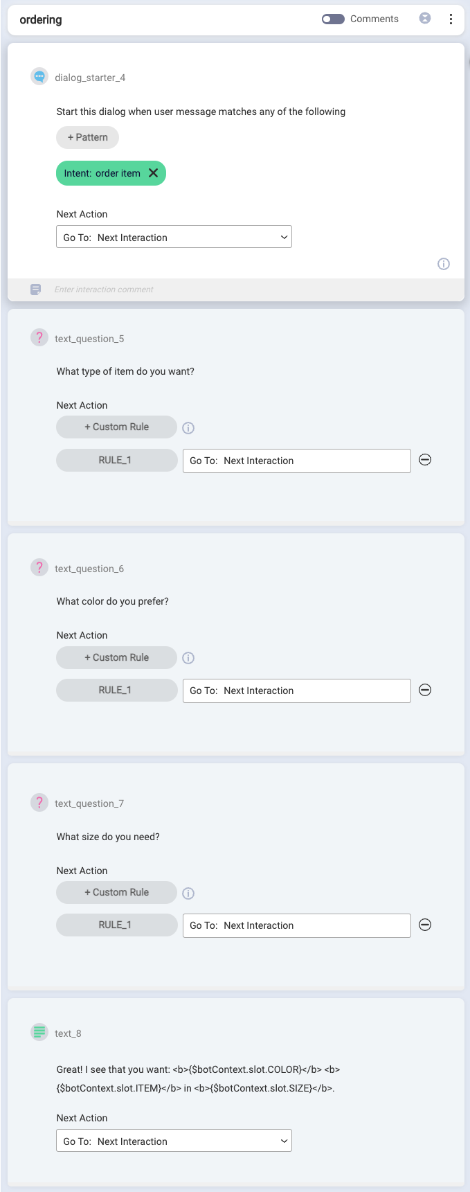 An example bot flow