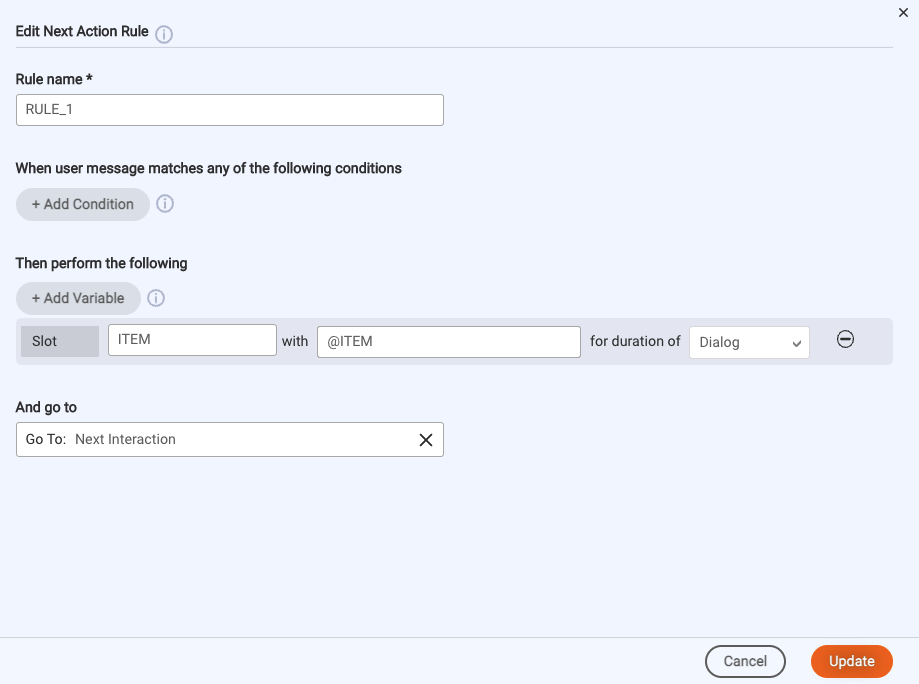 The configuration of the rule that's automatically created