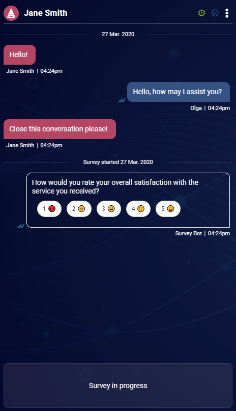 An example of the survey transcript that the agent can see