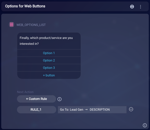 The Options for Web Buttons dialog