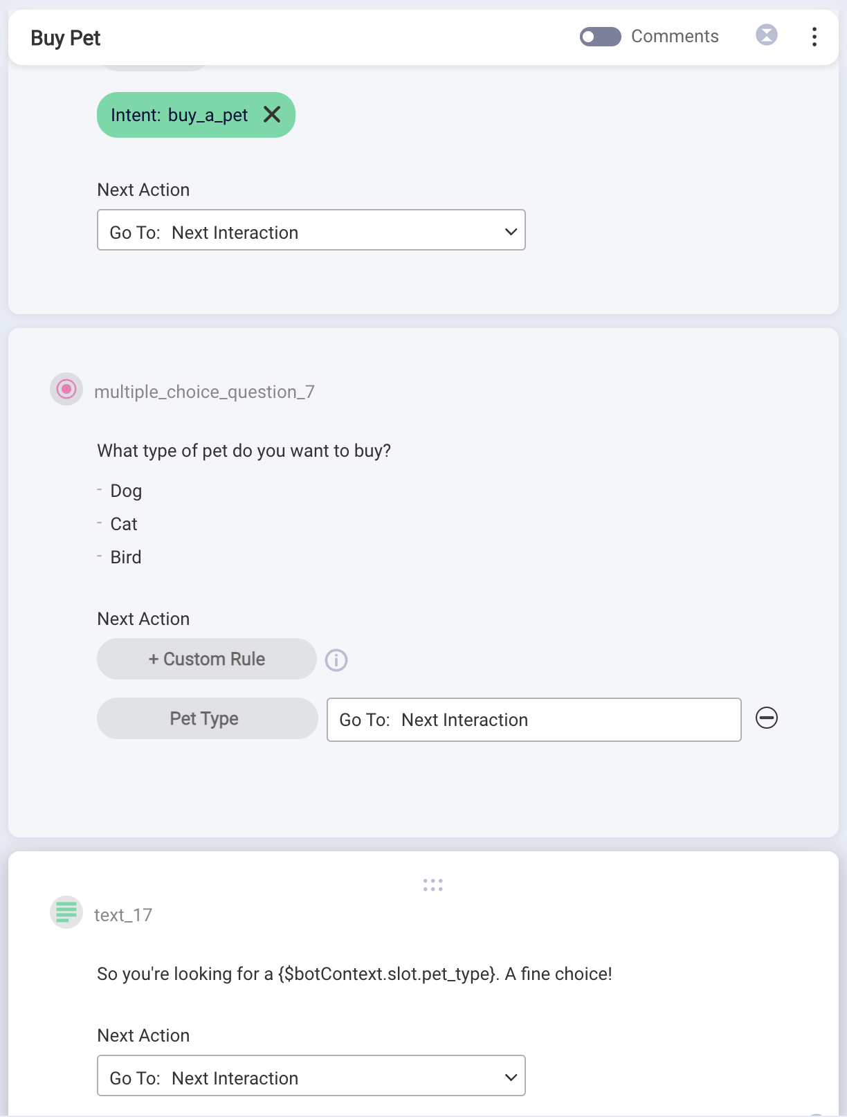 An example bot flow