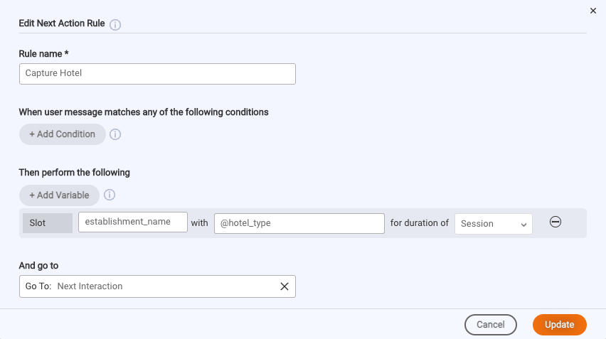 An example of a rule's configuration