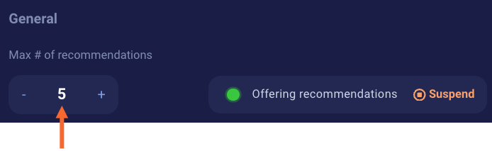 Max number of recommendations setting
