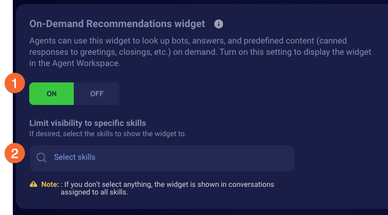 On-Demand Recommendation on and off setting