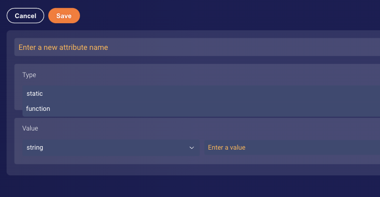 The Type field showing two options named ‘static’ and ‘function’