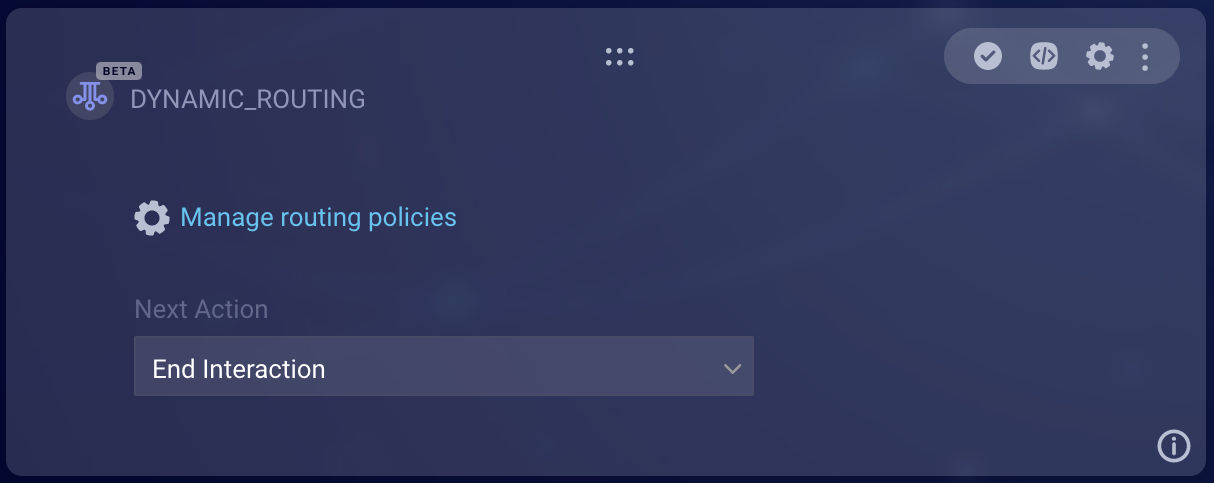 The Manage routing policies option on the face of a Dynamic Routing interaction