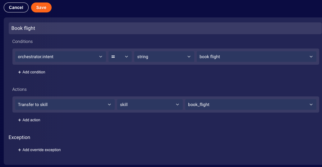 The configured Book flight policy