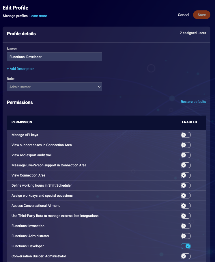 Functions: create CI/CD profile