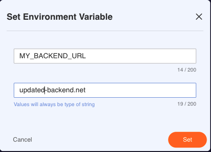 Functions: Environment Variable update