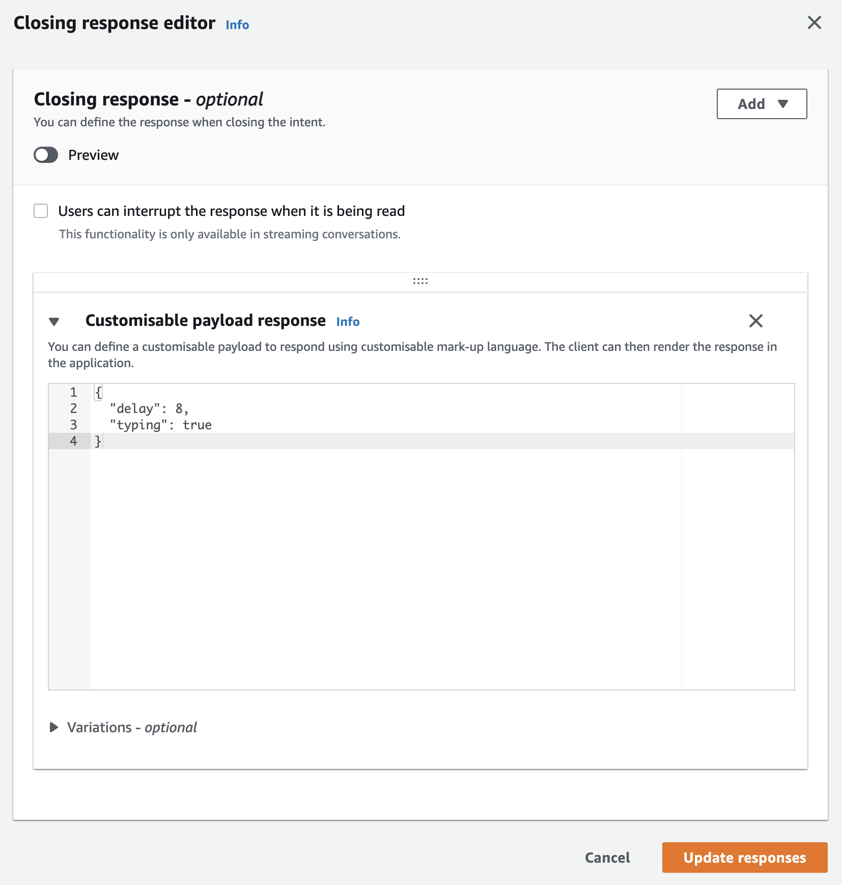 delay with custom payload