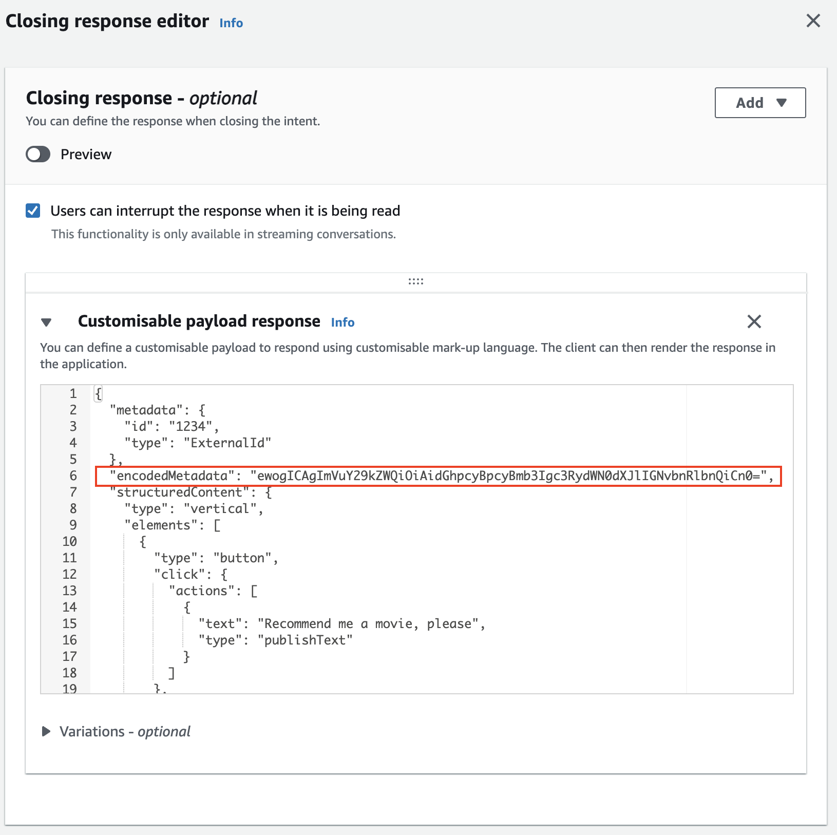 structured content with encoded metadata