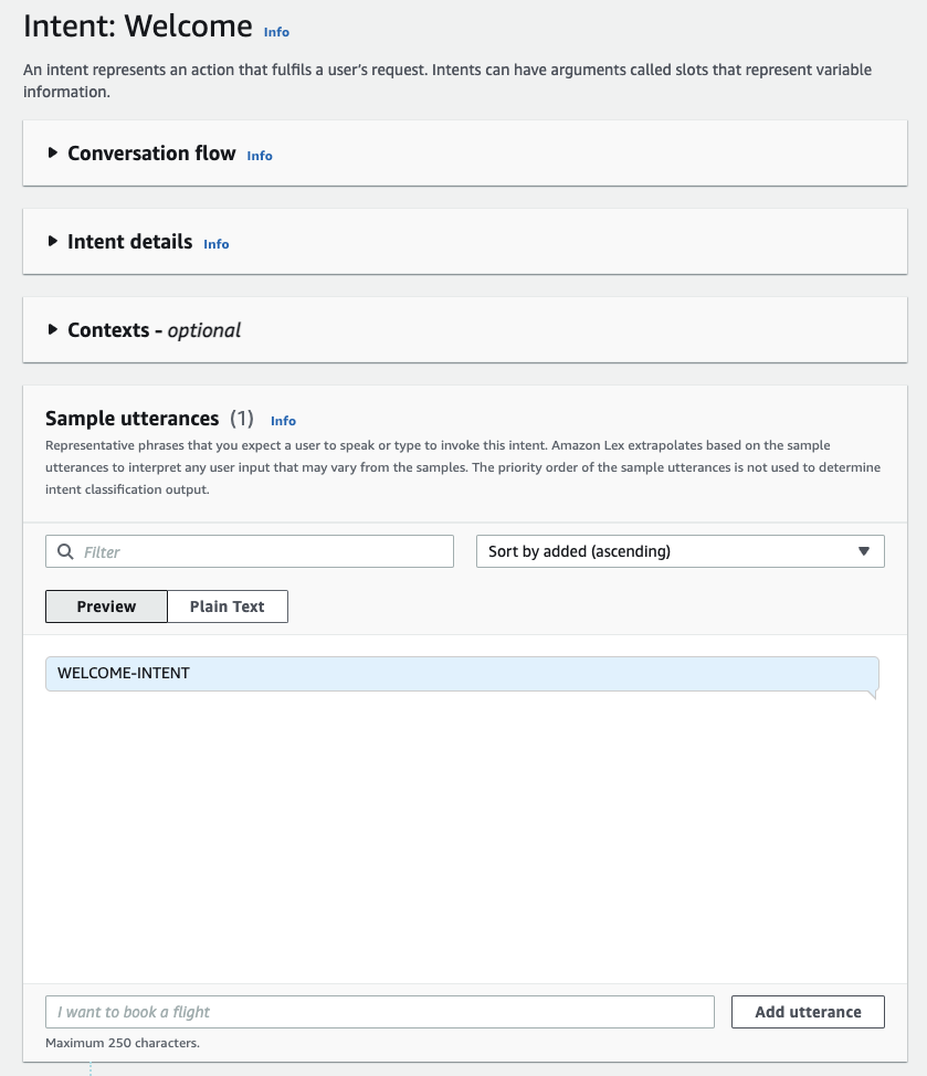 Weclome Intent example