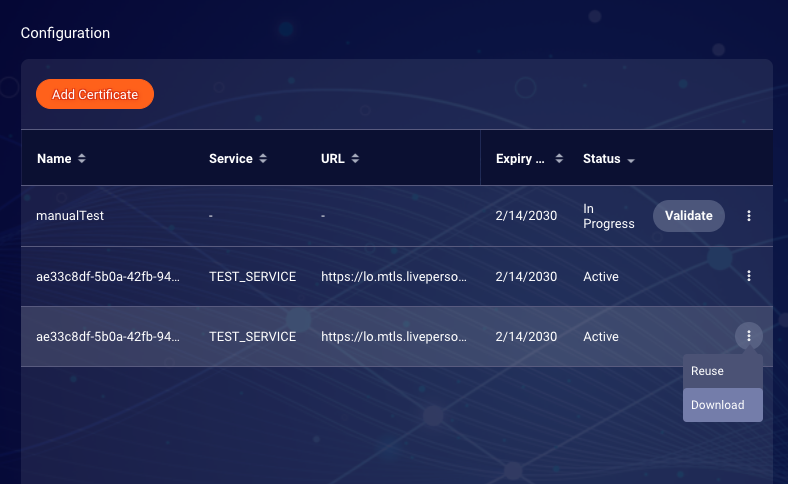 mTLS Self Service download certificate