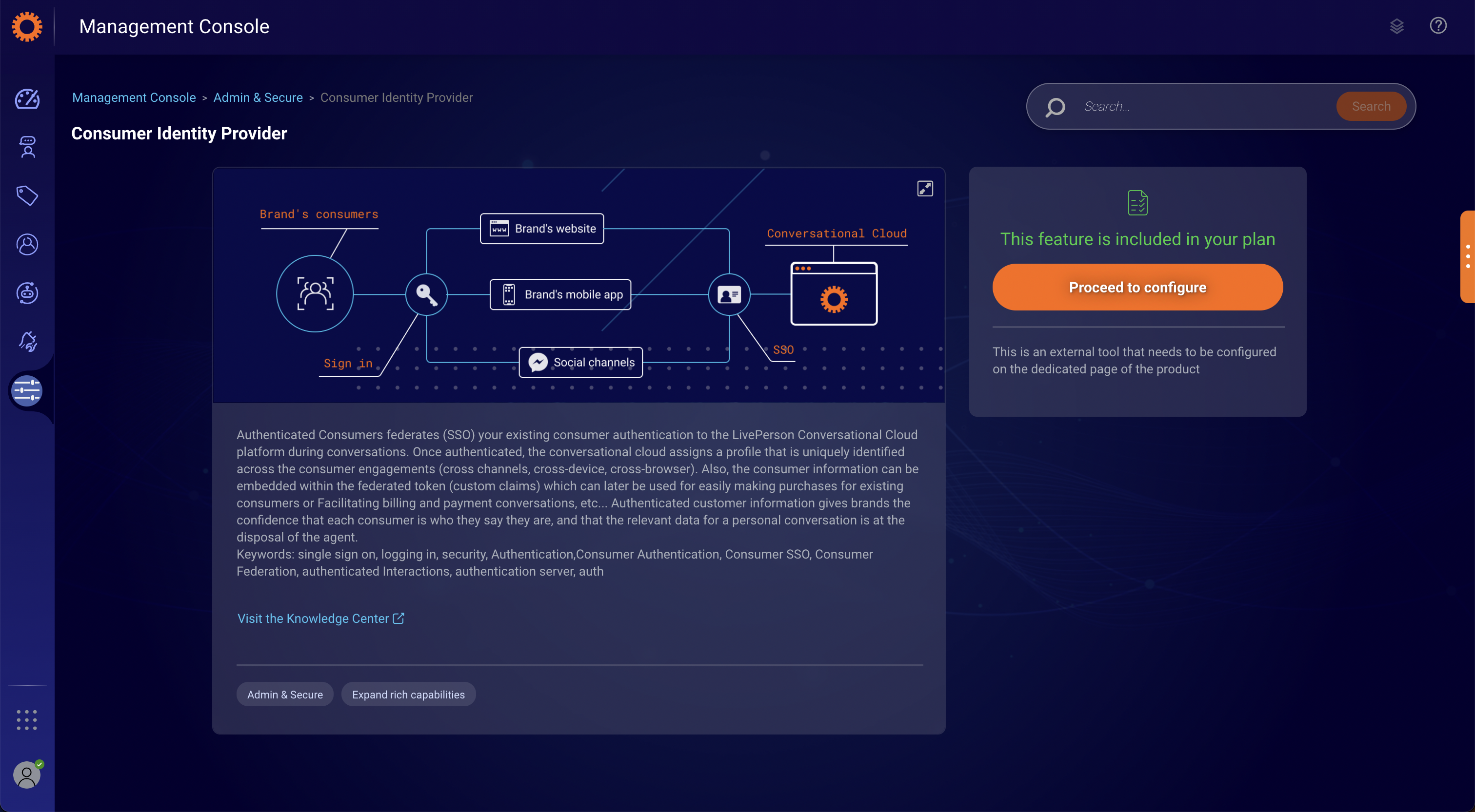 Consumer Identity Provider in the Management Console